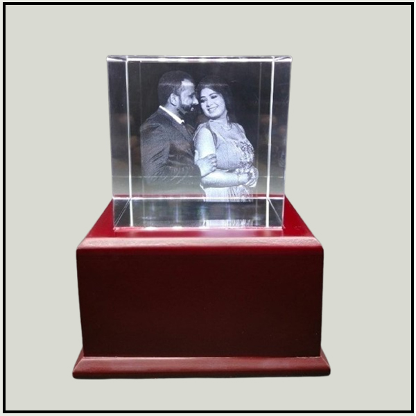 Crystal Trophy with Wooden Light Base
