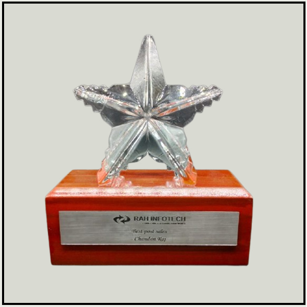 Crystal Star Trophy with Wooden Base