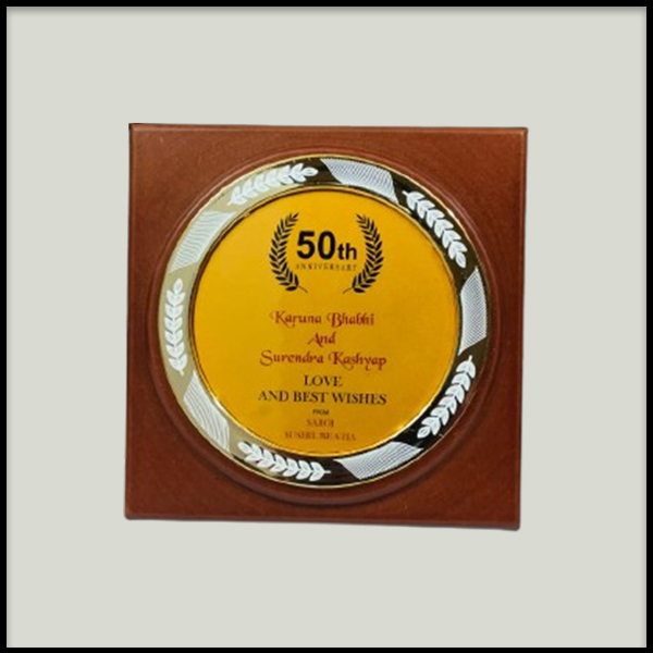 Wooden Golden Round Trophy