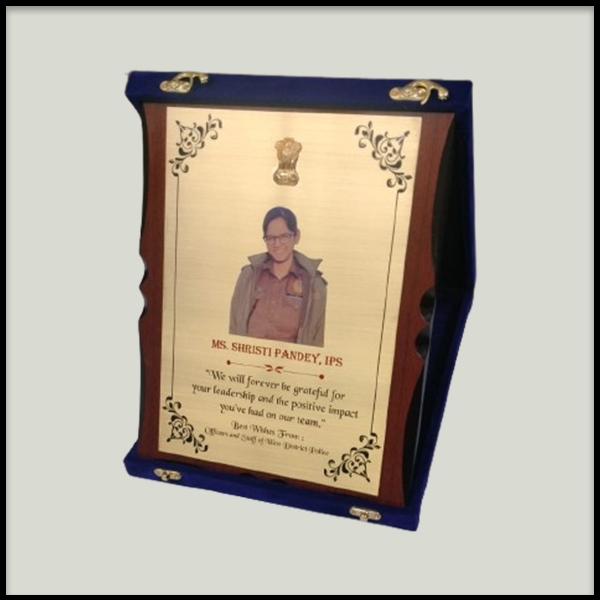 Wooden Plaque with Gold or Metal Plate