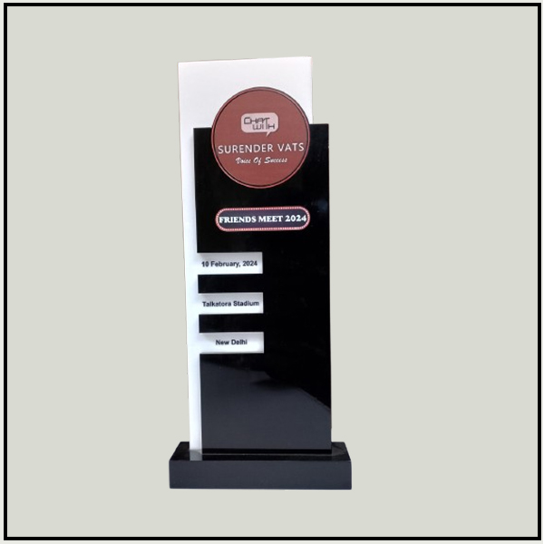Acrylic White & Black Trophy
