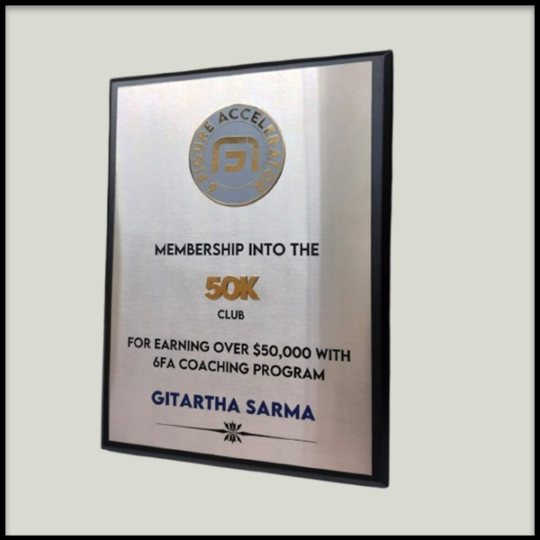 Black Wooden Plaque with Silver Metal Plate