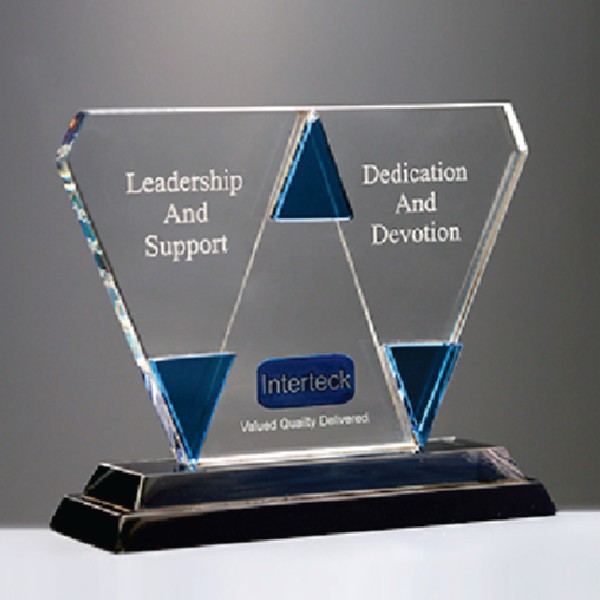 Unique Design Crystal Trophy with Black Base