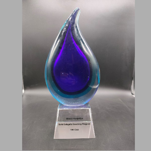 Art Glass Rain Drop Award – Unique Handcrafted Recognition Trophy