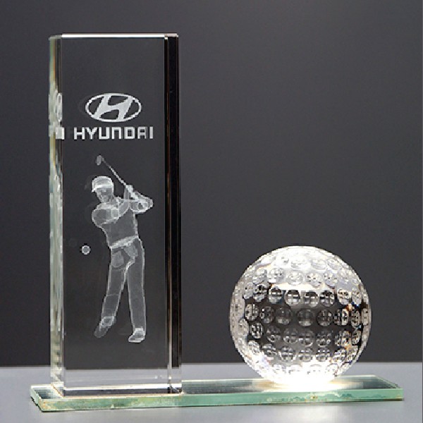 Transparent Crystal Cube Award With Globe