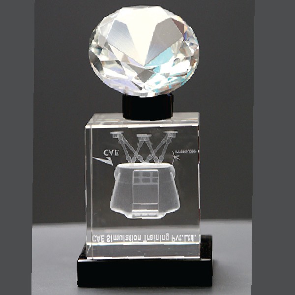 Transparent Crystal Base With Diamond Desktop Gift