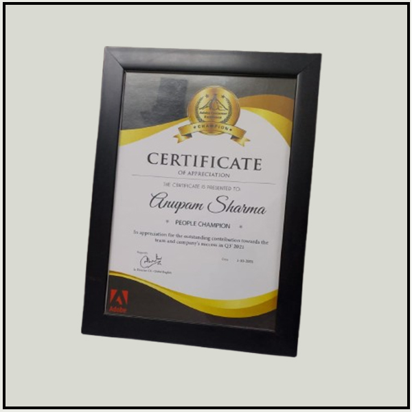 Certificate Frame Black with mount 001