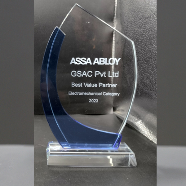 Blue & Clear Glass Oval Plaque Award