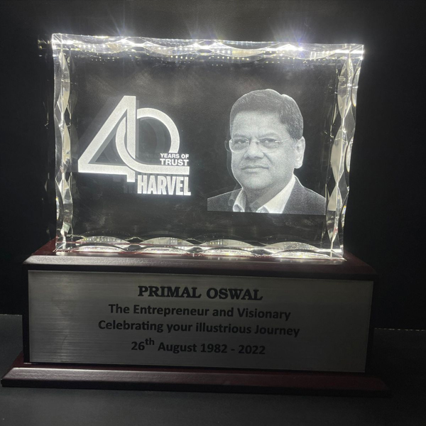Personalized Crystal Rectangle With Light Wooden Base